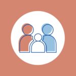 ikona obszar współpracy personelu z rodzicami pomarańczowe tło