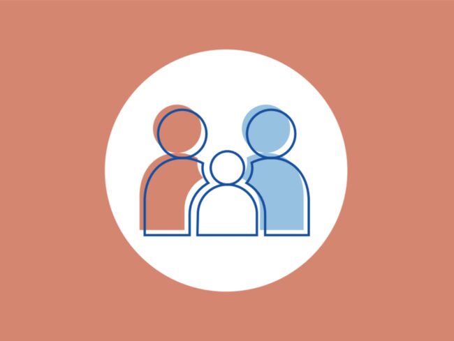 ikona obszar współpracy personelu z rodzicami pomarańczowe tło